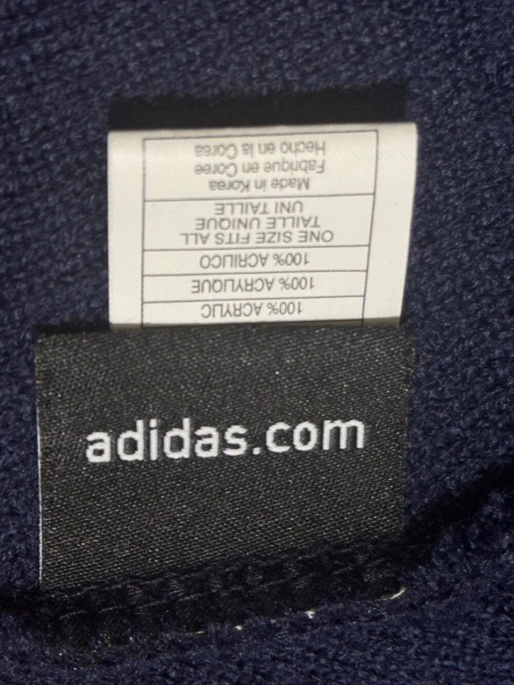Adidas Navy Blue Beanie With Yellow Logo Embroidery One Size Fits All